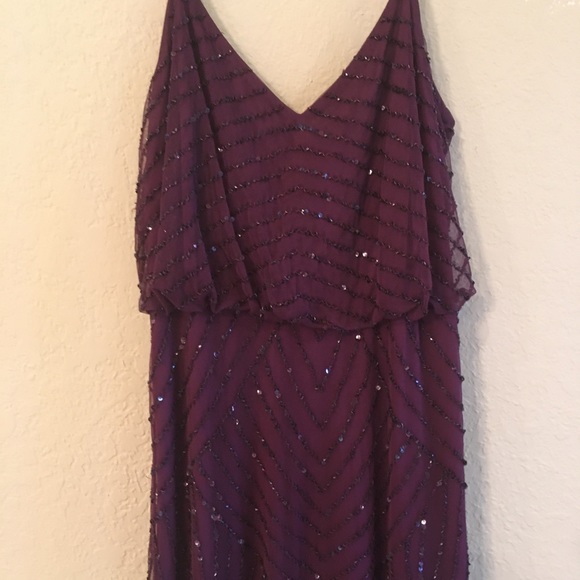 ADRIANNA PAPELL Art Deco Beaded Blouson Gown Dress - Picture 4 of 14